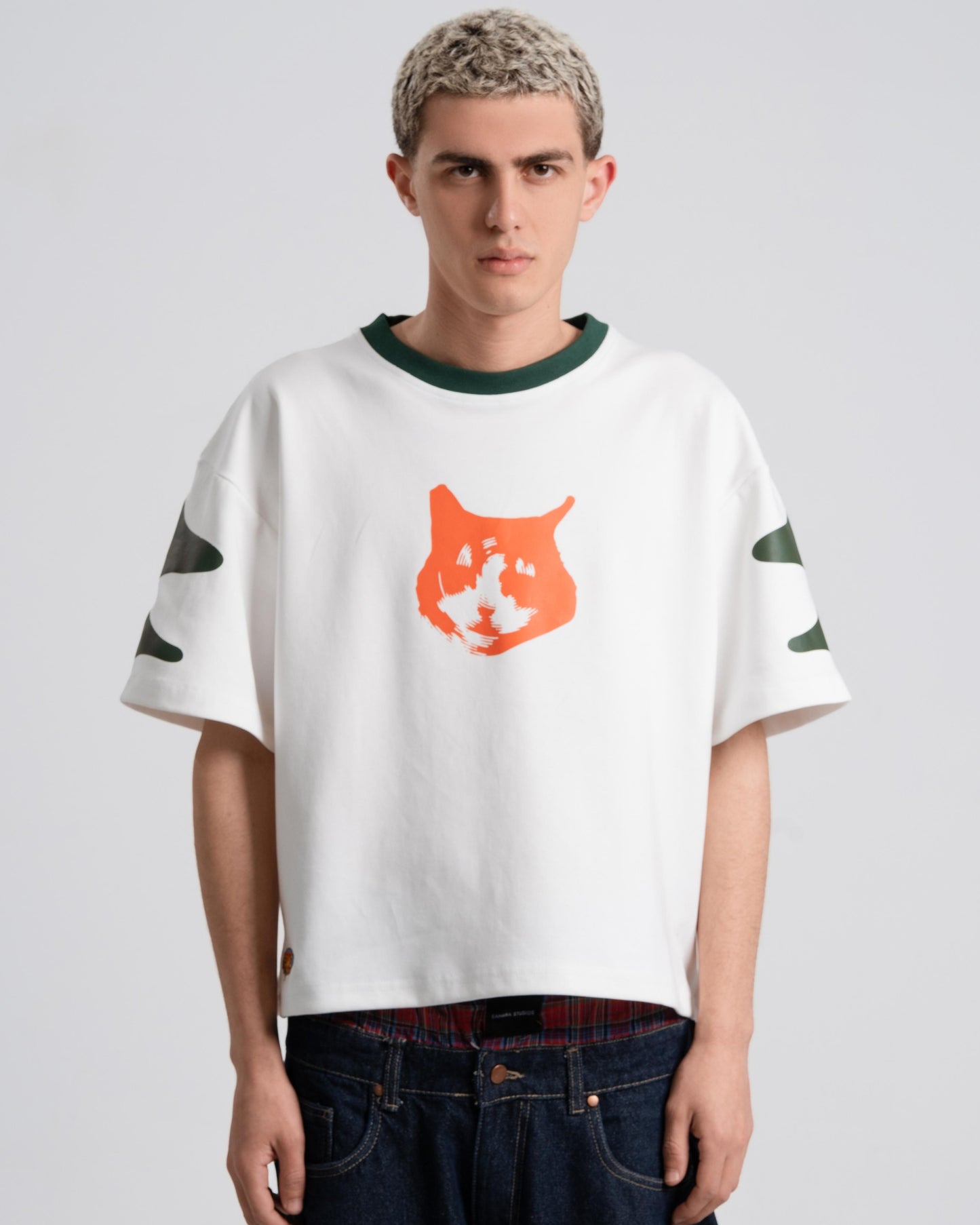 No. 5 Contrast Jersey Tee – Cream/Green