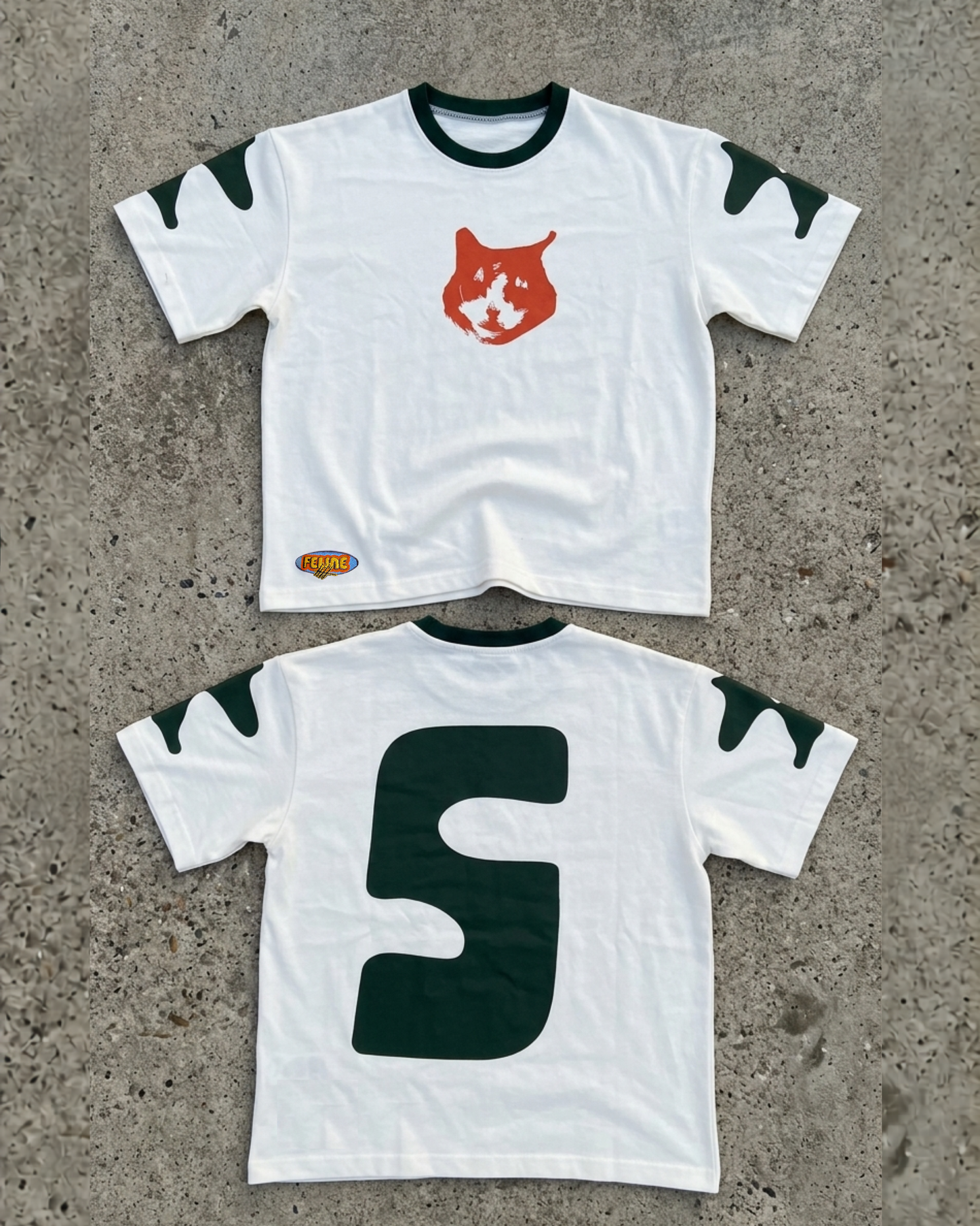 No. 5 Contrast Jersey Tee – Cream/Green